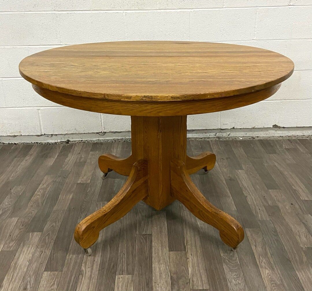 Antique Early 1900S Tiger Oak 42 Inch Round Pedestal Dining - Etsy throughout Unveiling the Timeless Charm of Unfinished 42 Inch Round Pedestal Tables