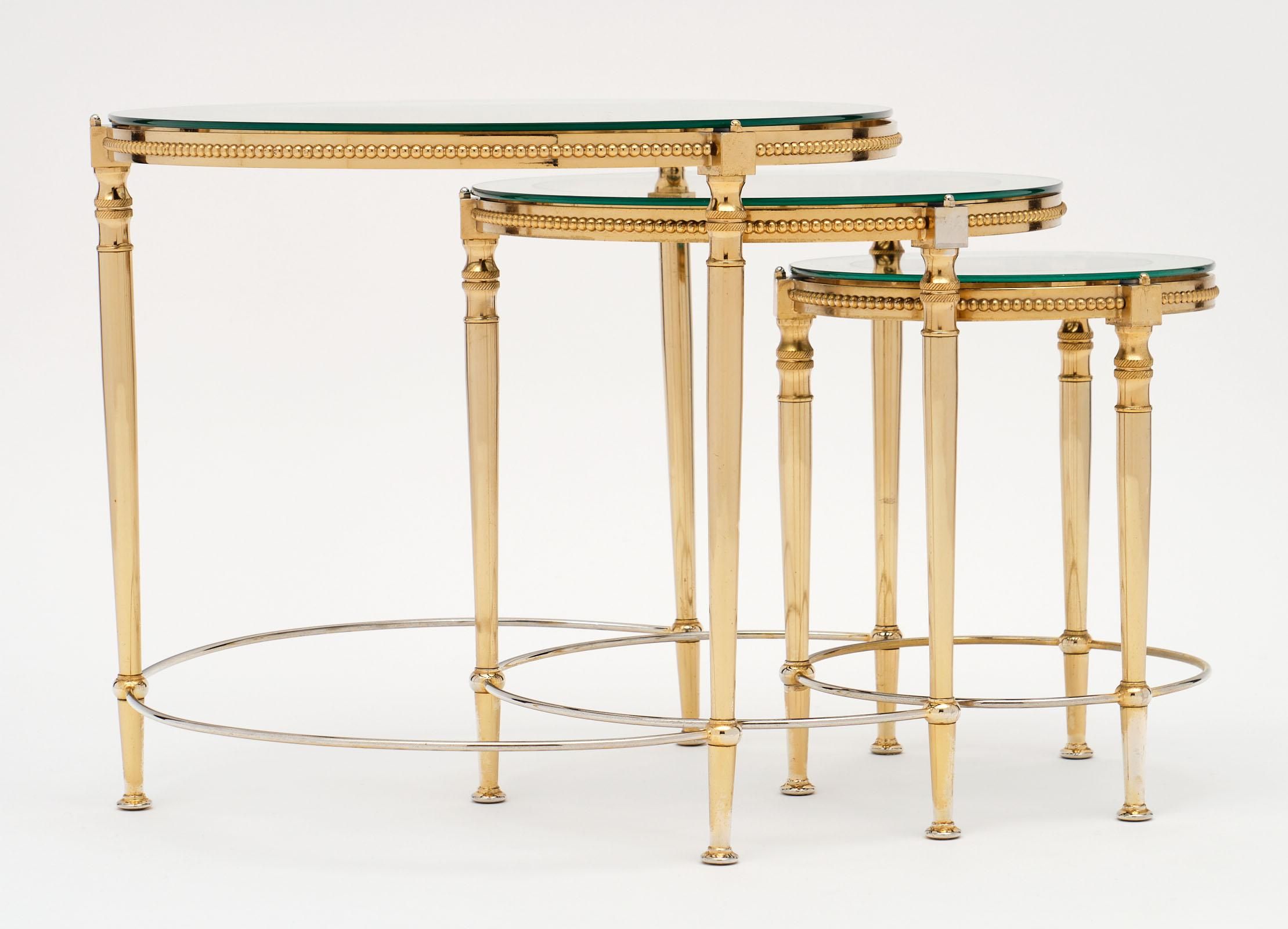 Antique Glass And Brass Nesting Tables At 1Stdibs | Antique Brass ... pertaining to