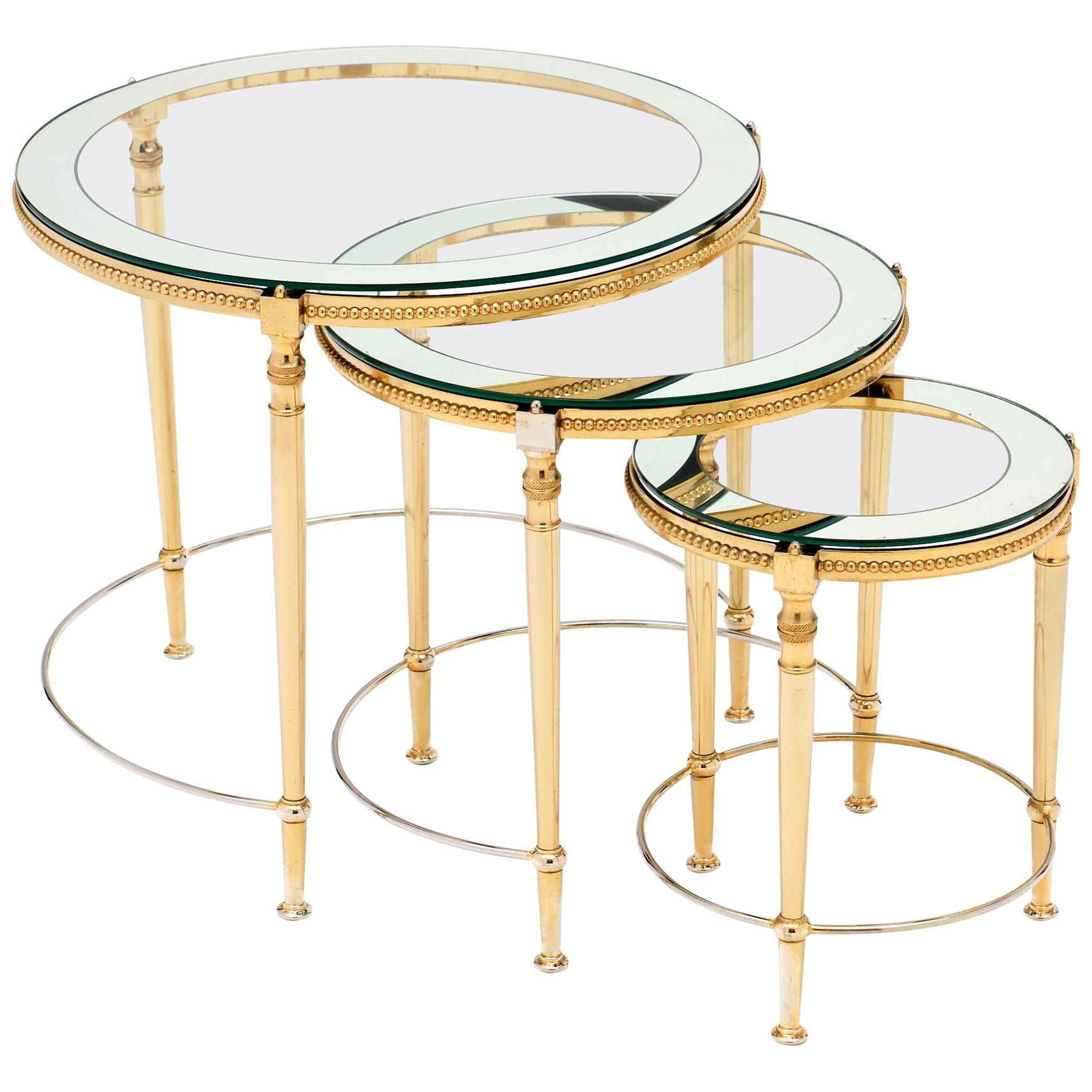Antique Glass And Brass Nesting Tables At 1Stdibs | Antique Brass ... regarding