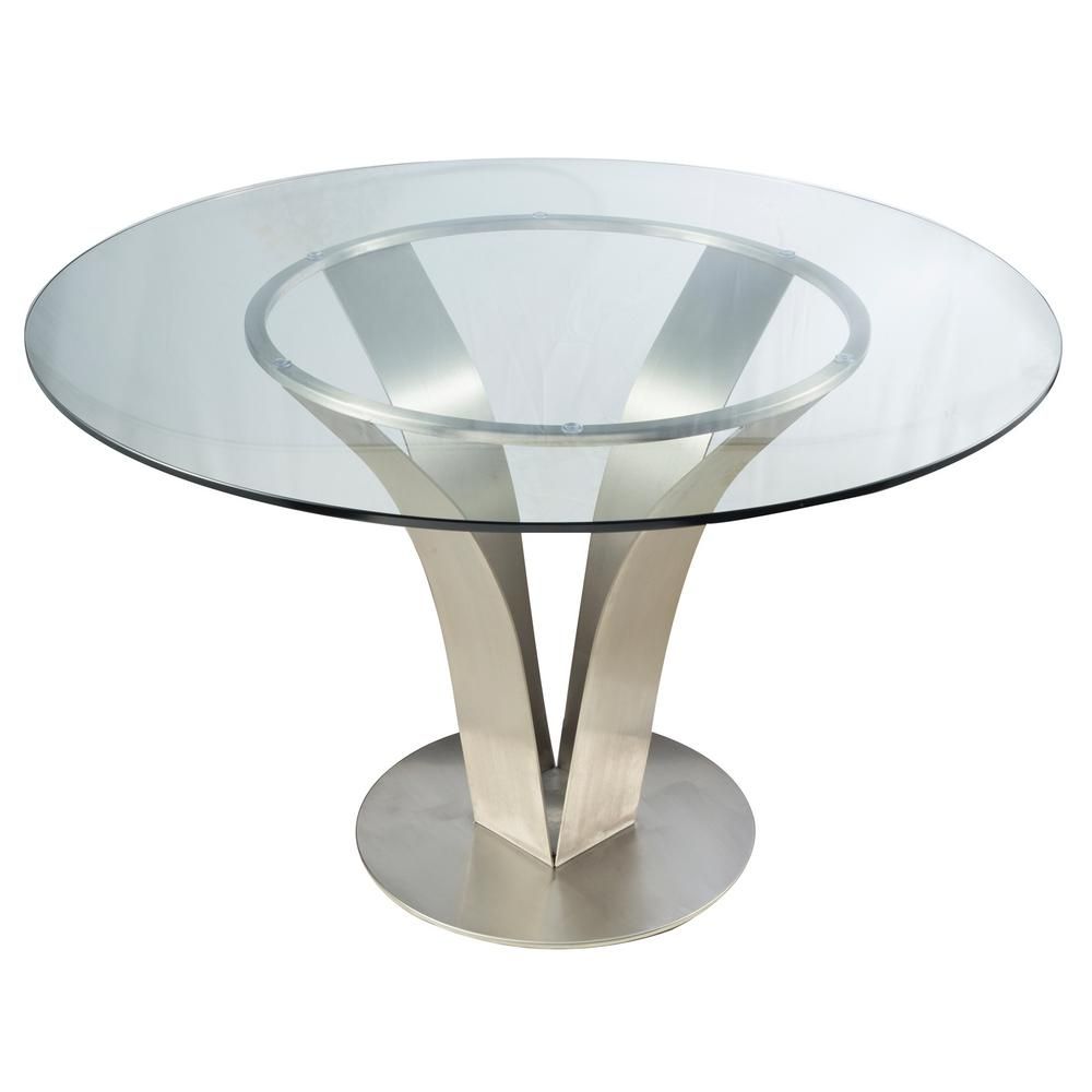 Armen Living Cleo Contemporary Dining Table In Stainless Steel With ... within