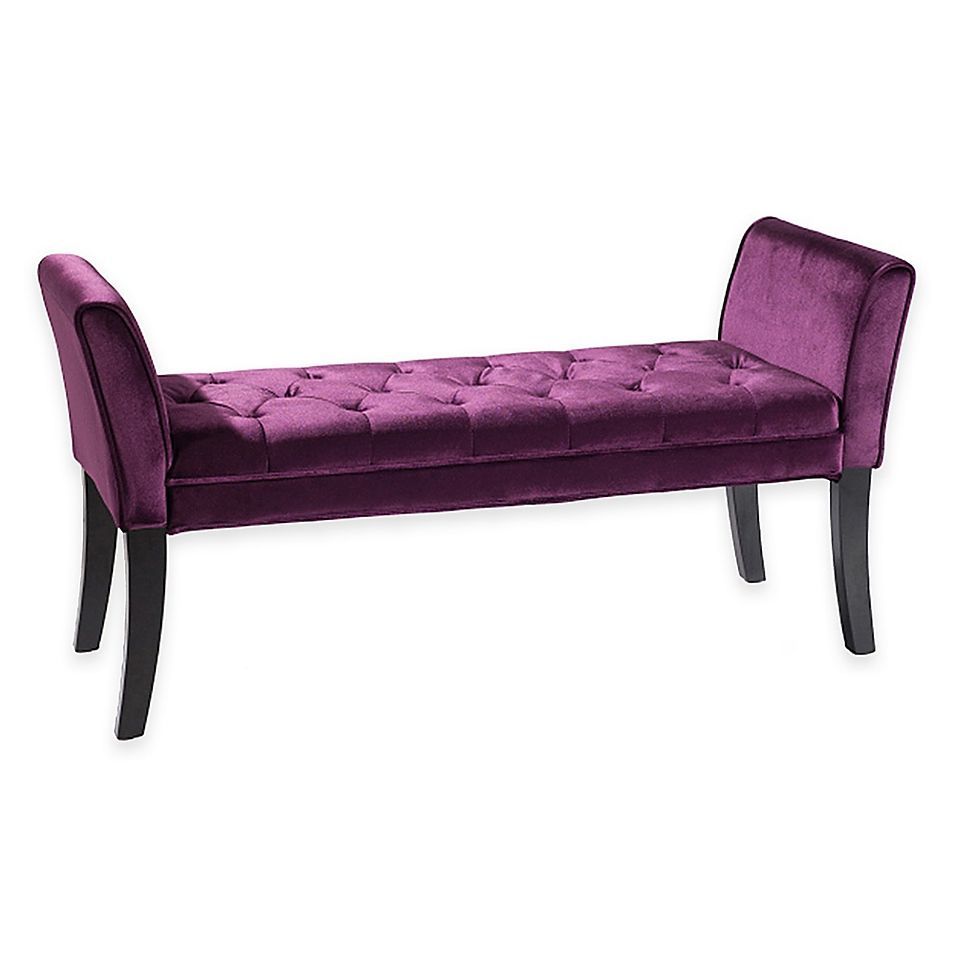 Barcelona Velvet Tufted Bench With Arms | Bed Bath &Amp; Beyond ... regarding