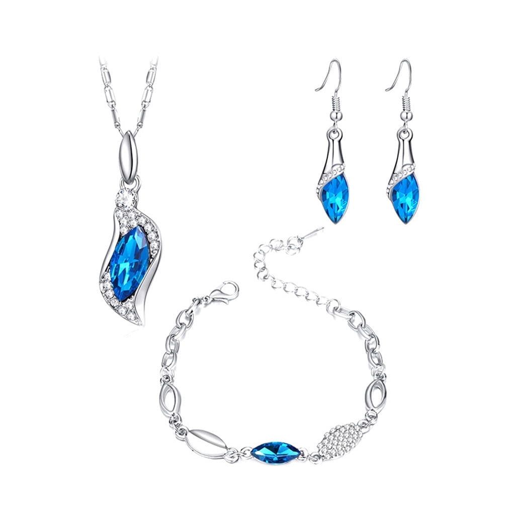 Bkbp Crystal Earrings Necklace And Bracelet Three Piece Set Luxury Sets ... for