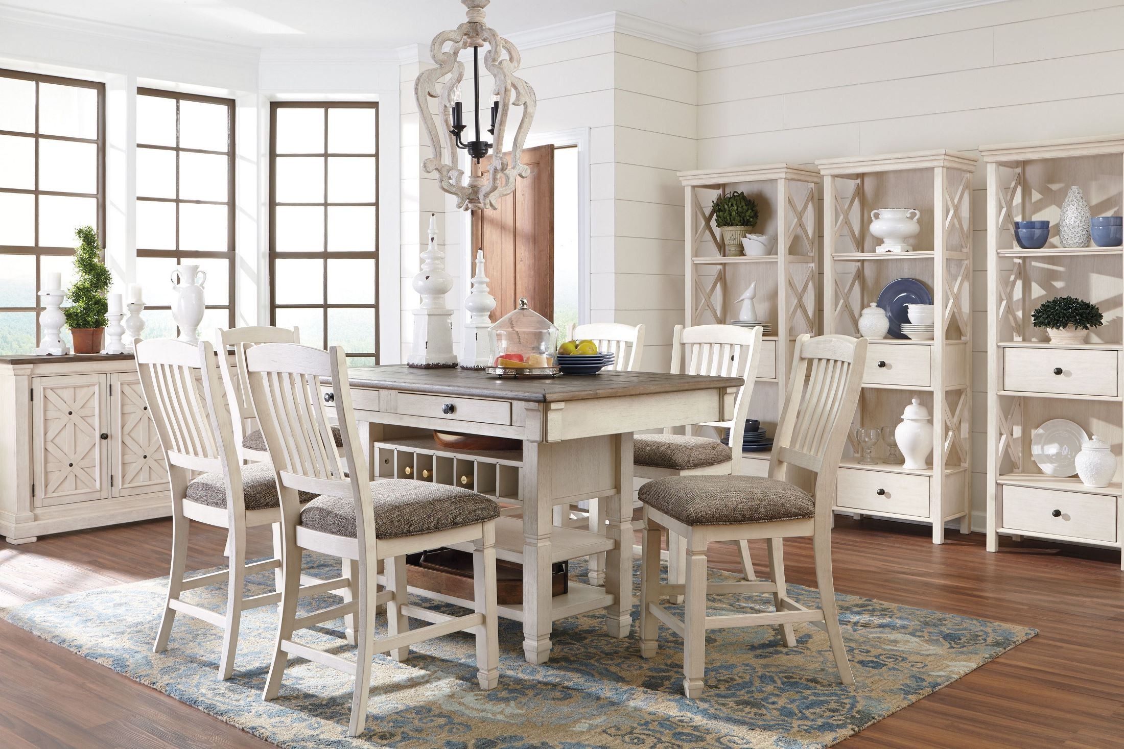 Bolanburg White And Gray Rectangular Counter Height Dining Room Set ... intended for Navigating the Features of the Bolanburg Rectangular Dining Set D647-25