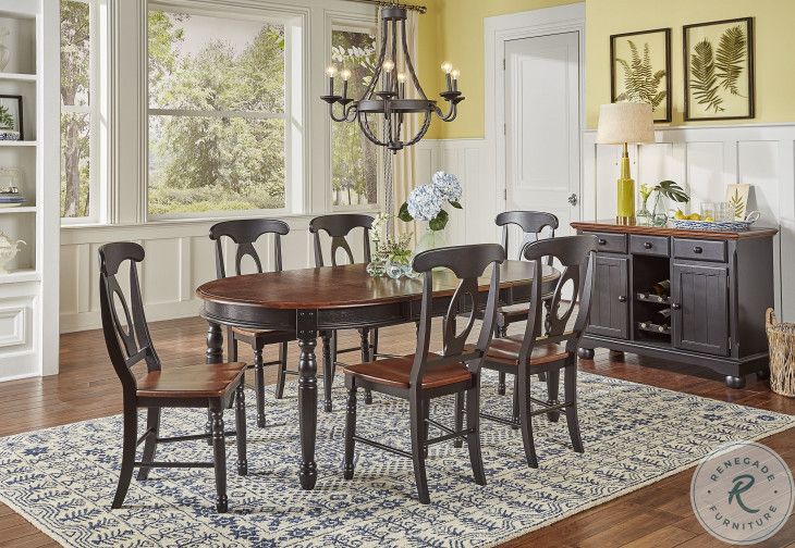 British Isles 76" Oak Black Extendable Oval Dining Table ... intended for