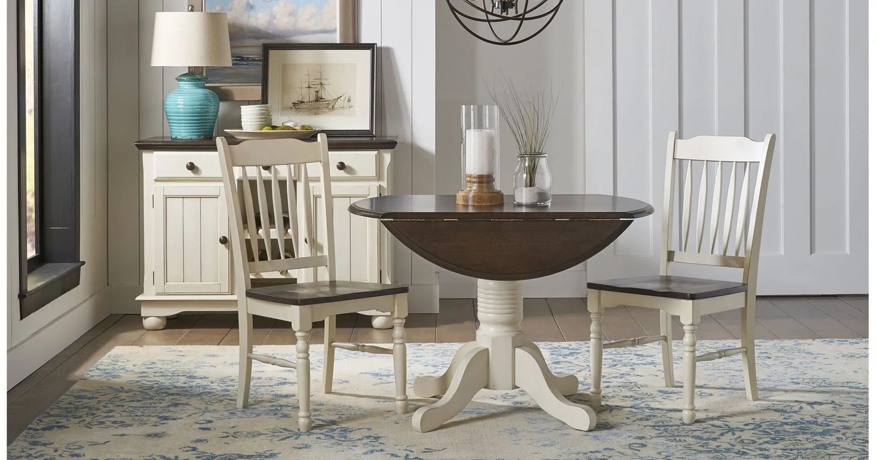 British Isles Round Double Drop-Leaf Dining Table inside
