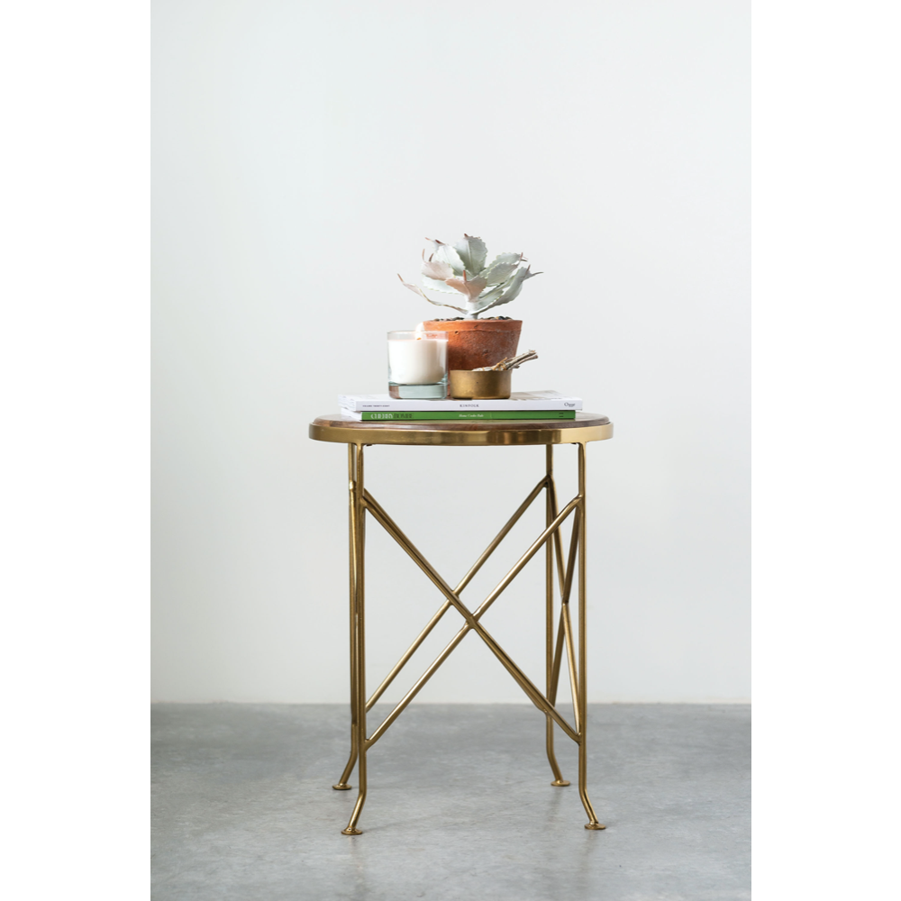 Brown Mango Wood Side Table With Gold Metal Legs - Greenhouse Home Wood ... with Styling Secrets for Your East at Main Mango Wood and Gold Tables