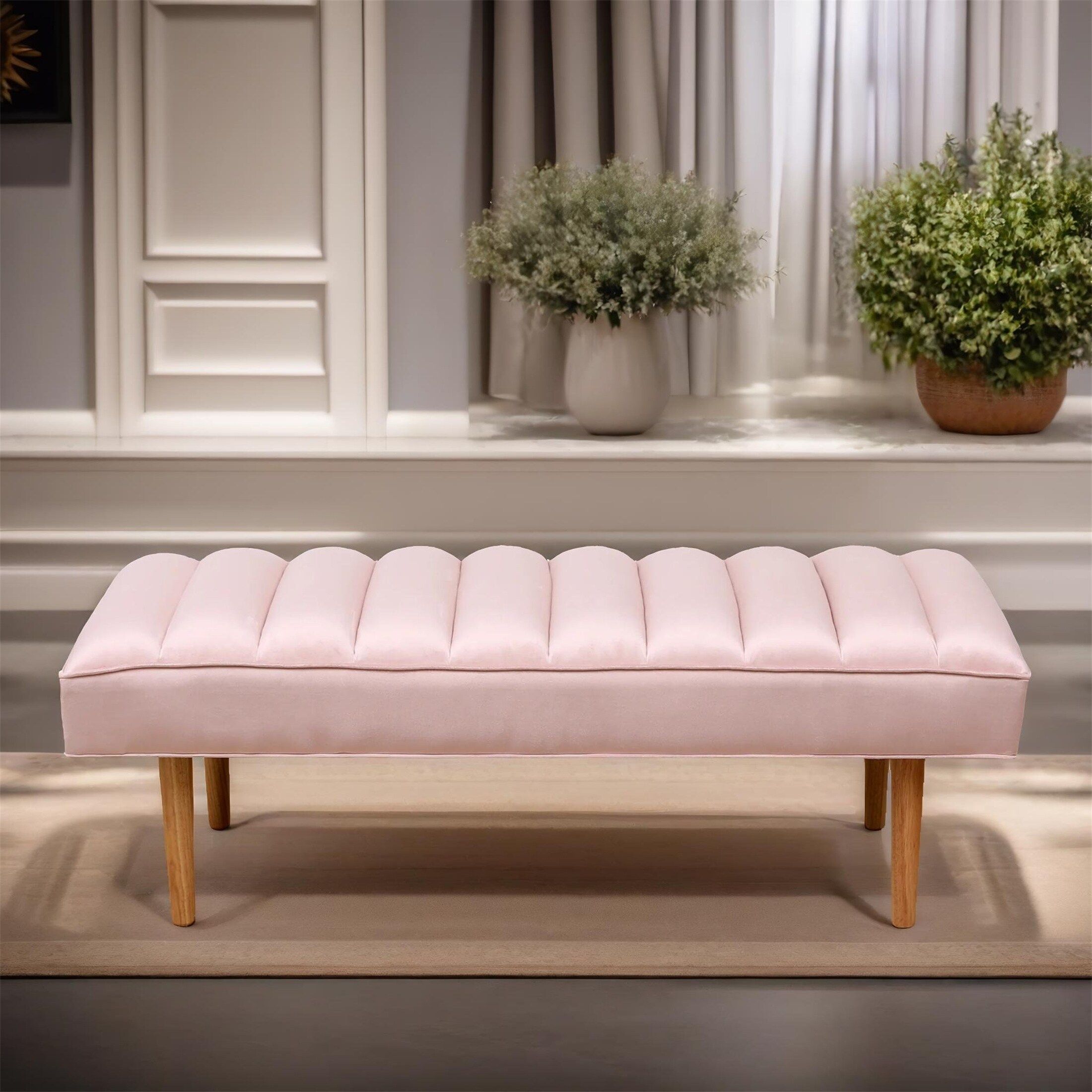Channel Tufted Bench With Metal Shelf White Sherpa Upholstered Benches ... with regard to Beyond the Entryway Understanding the Versatility of a Channeled Velvet Bench