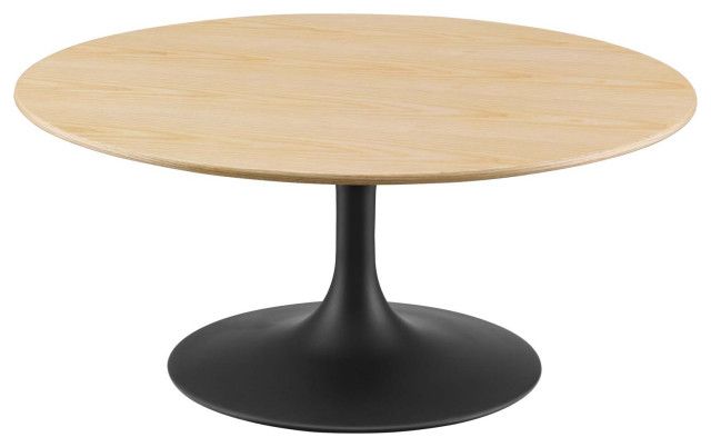Coffee Table, Round, Wood, Metal, Black Brown Natural, Modern, Lounge ... in