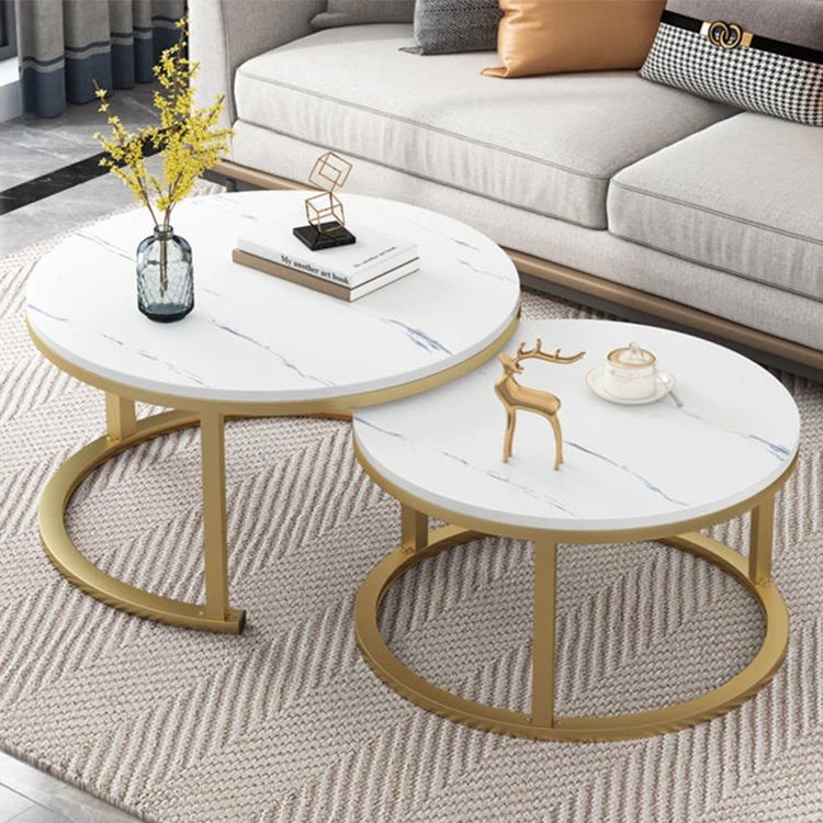 Contemporary Round Nesting Bent Black Gold Metal Side Glass Marble ... regarding A Deep Dive into the Aesthetics and Functionality of the Koper Coffee Table Set Black