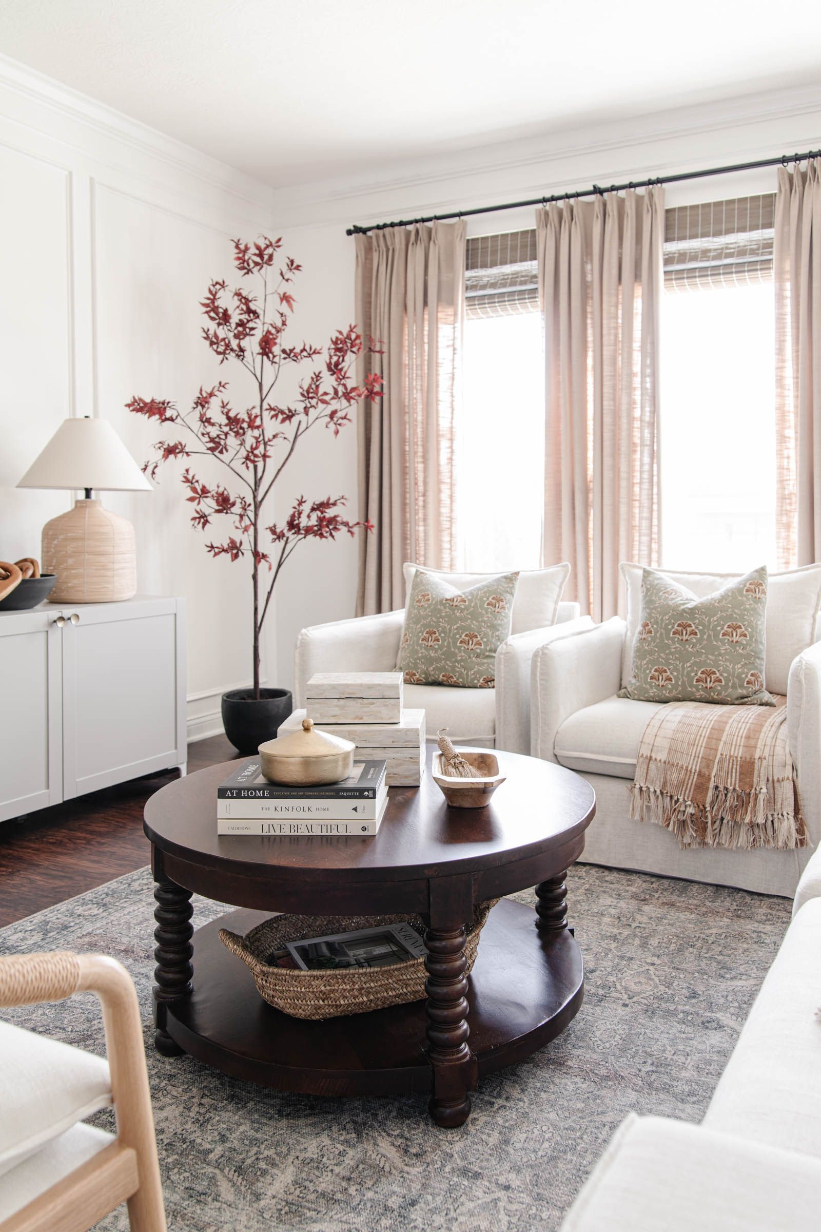 Dark Wood Round Coffee Tables within