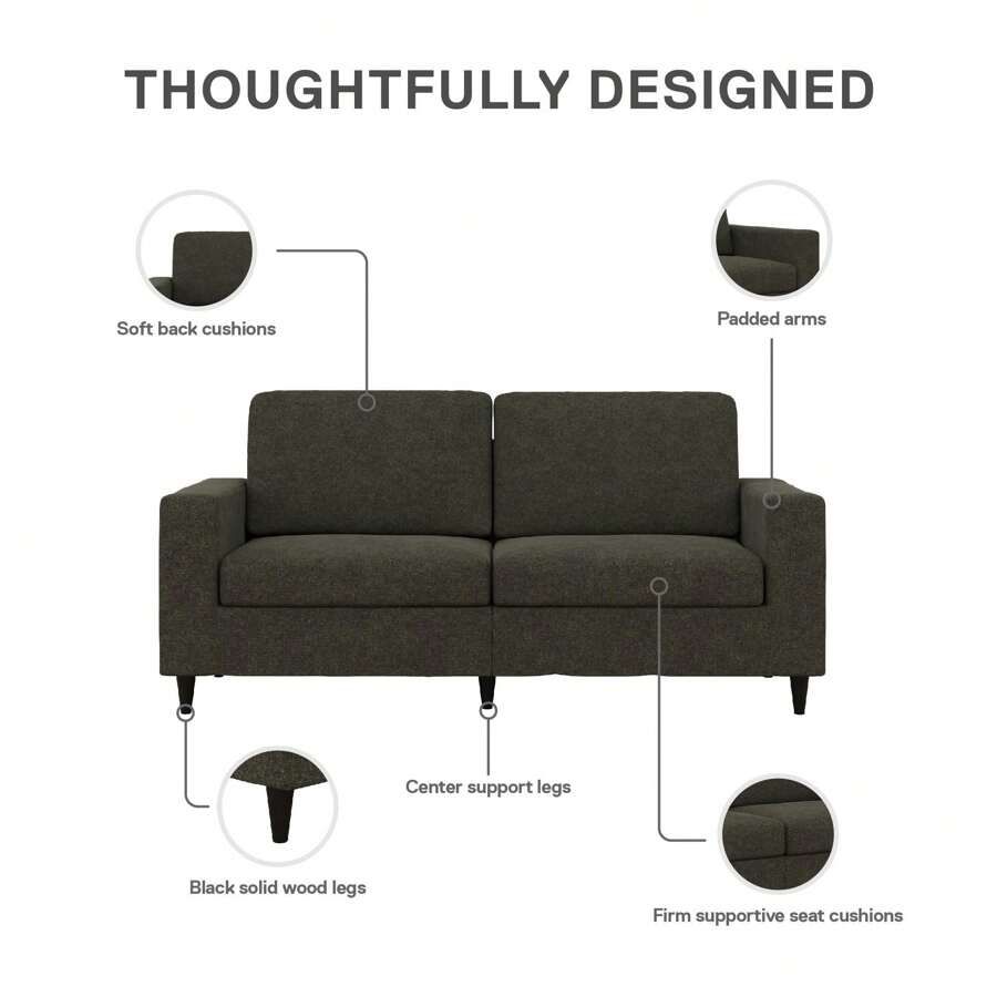 Dhp Cooper 3 Seater Sofa, Gray Linen | Shein Usa with regard to