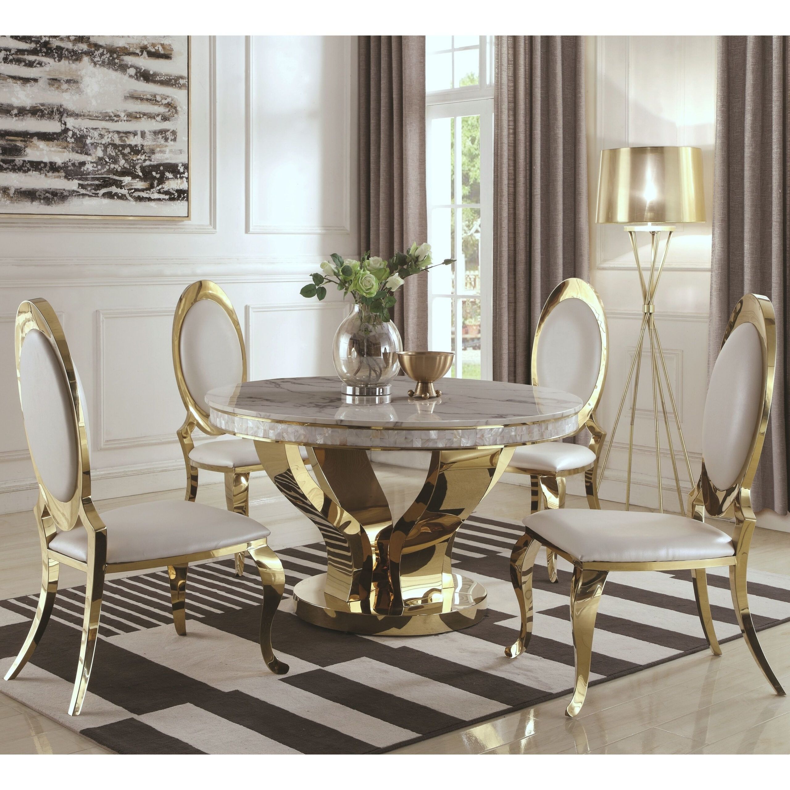 Dining Table Set Luxury - Kaley Furniture inside Why a 2-Piece Gold Round Metal Table Set is a Smart Design Choice