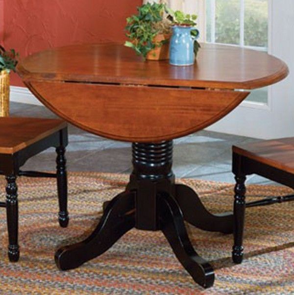 Emma Mason Signature Sky Isles 42 Dropleaf Dining Table In Oak/Black ... inside Crafting the Heart of Your Home Understanding the British Isles Oval Dining Table