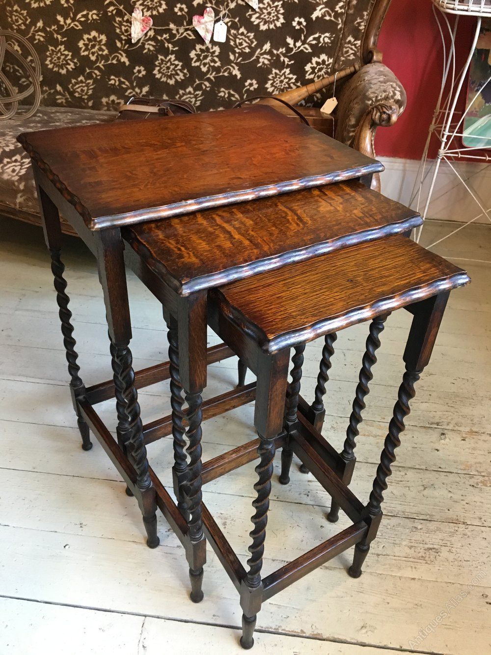 English Oak Barley Twist Nesting Tables - Antiques Atlas with Styling Your Space with the Versatile Vintage Oak Acme Oblis Nesting Tables