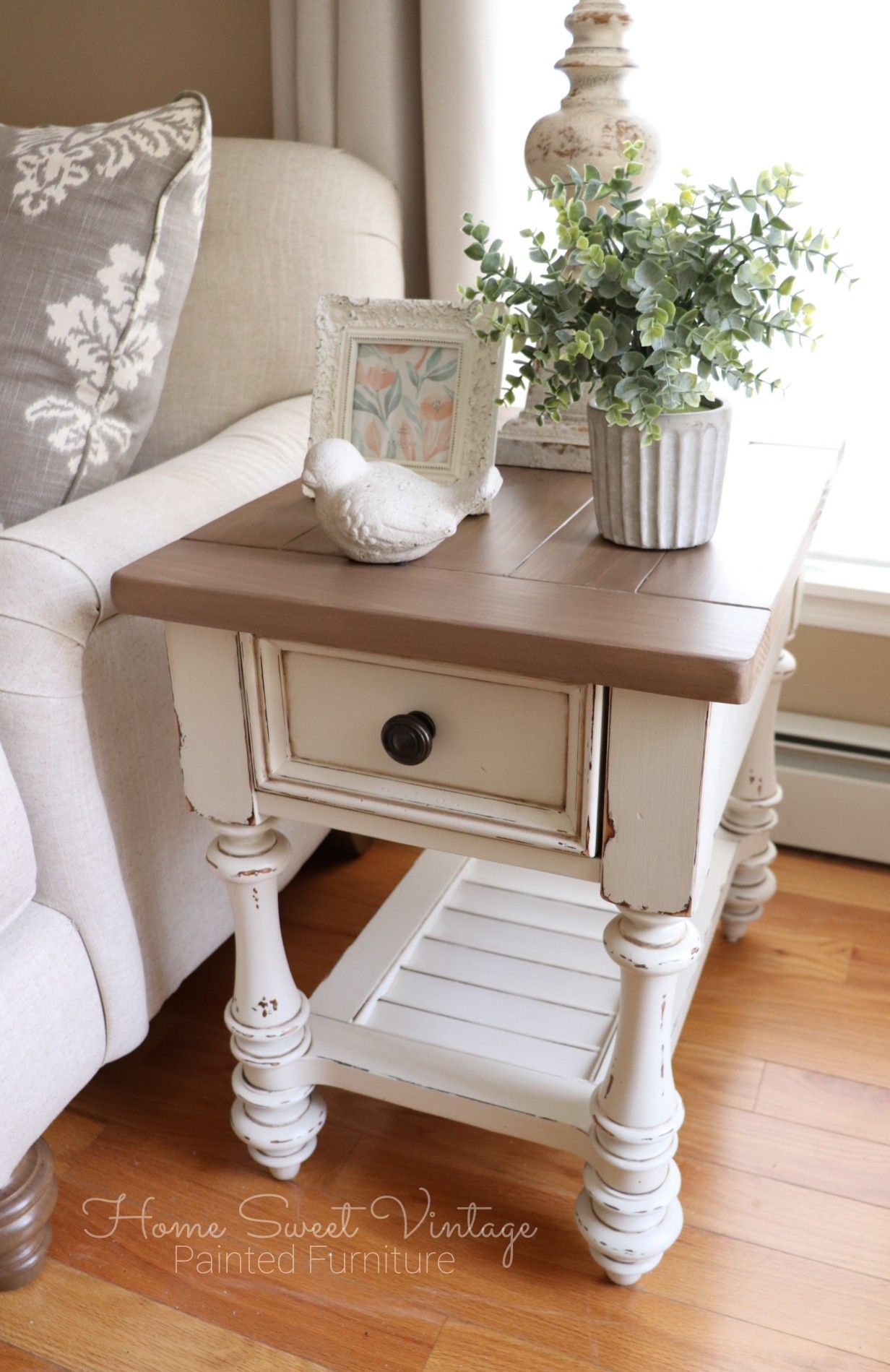 Farmhouse End Table By Home Sweet Vintage Painted Furniture. Finished ... in Smart Living Solutions How Farmhouse End Tables Transform Tiny Homes