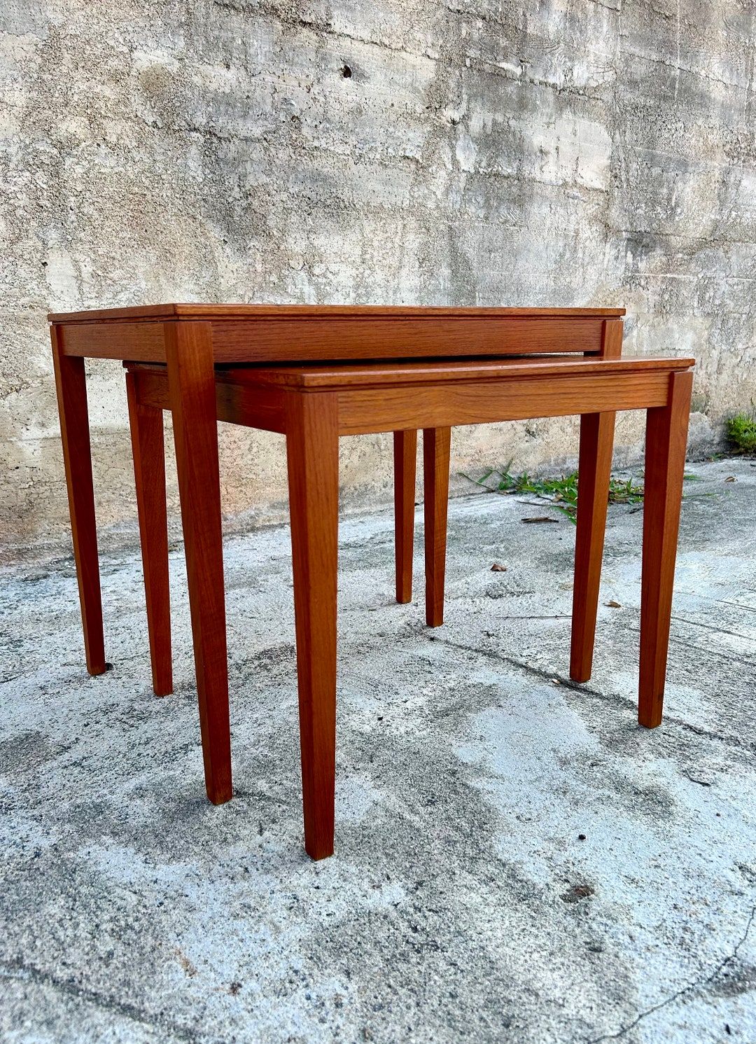 Fine Danish Modern Teak Nesting Table - Etsy for Living with Alea Teak Nesting Tables Practical Elegance Defined