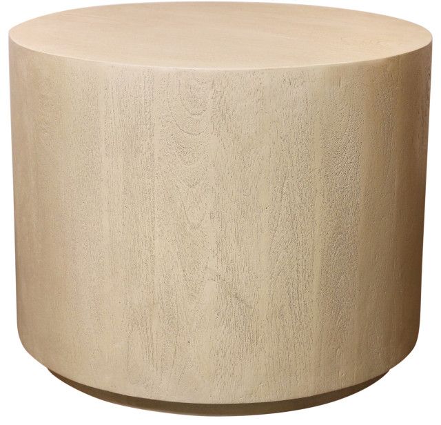 Flagstaff 20" Round Solid Wood Side Table, Stone Natural Finish ... with