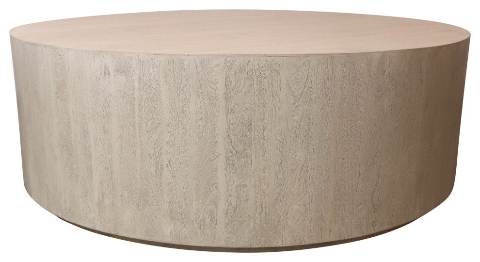 Flagstaff 48" Round Solid Wood Cocktail Table, Stone Natural Finish ... inside Designing with Nature Integrating the Flagstaff Stone Natural Finish Table