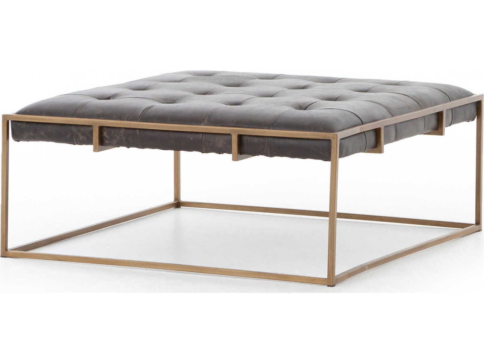 Four Hands Irondale Oxford Square Rialto Ebony Antique Brass Coffee ... regarding