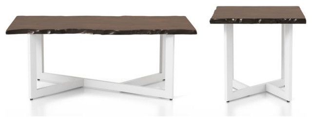 Furniture Of America Krestian Wood 2-Piece Coffee Table Set In Oak And ... regarding