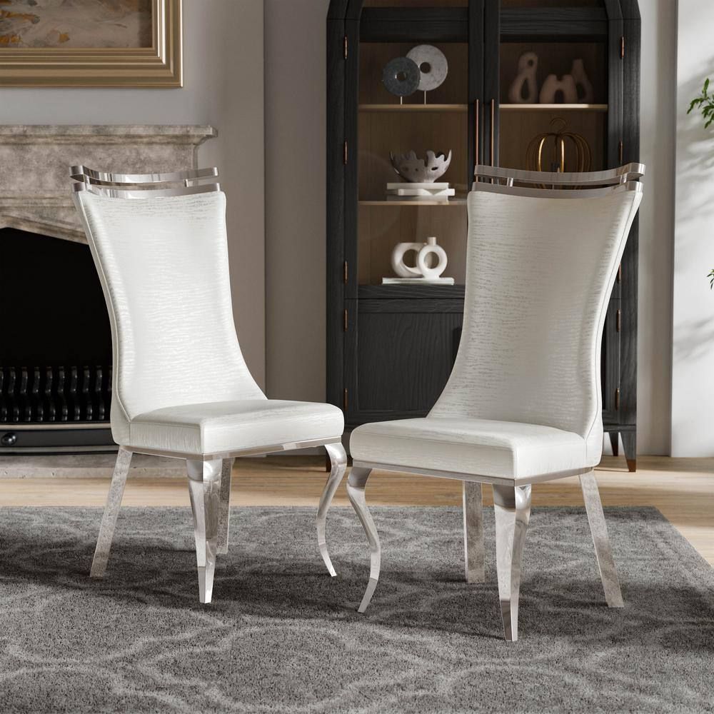 Furniture Of America Weirsh White Fabric Upholstered Double Crown ... intended for Beyond the Basics Exploring the Enduring Appeal of White and Chrome Furniture