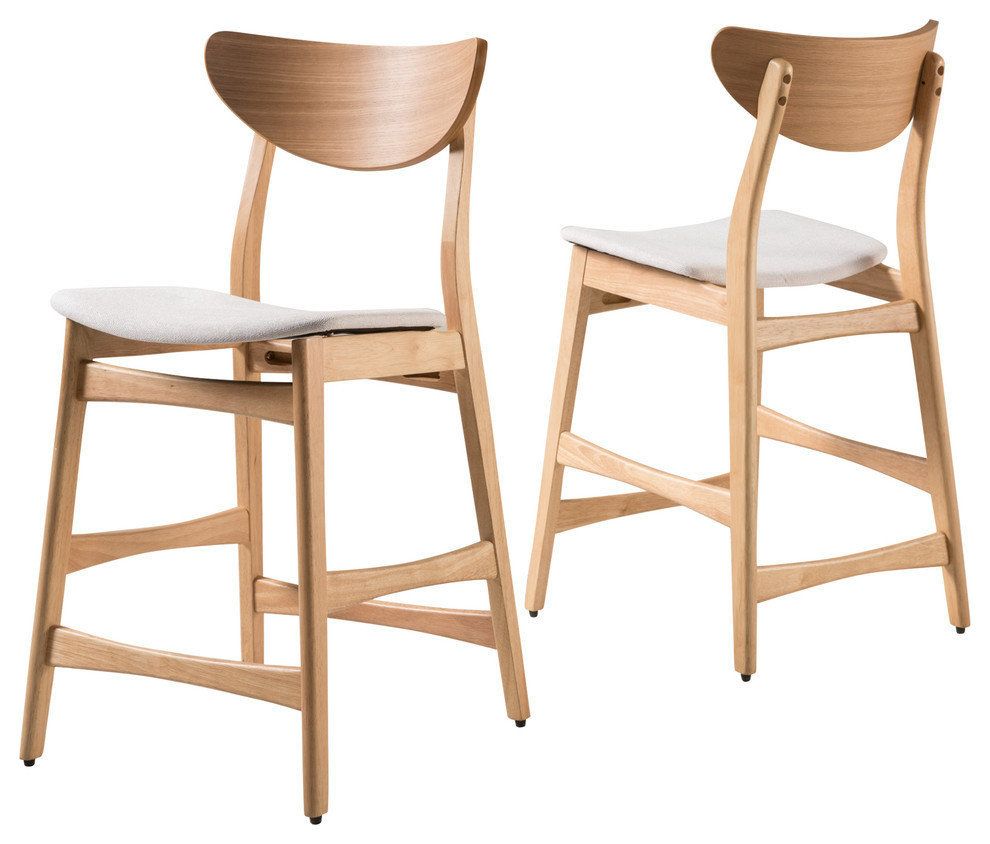 Gdf Studio Molle Mid-Century Design Counter Stools, Beige/Oak, Set Of 2 ... pertaining to The Craftsmanship Behind a Well-Designed Counter Stool