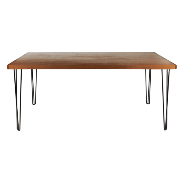 Hairpin Rectangular Dining Table - Natural With Black Legs (Seats 6-8) in