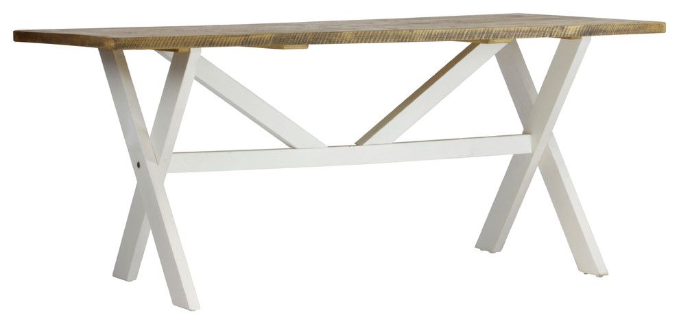 Highland Distressed White Solid Reclaimed Wood Dining Table, 30.5"X70.8 ... inside