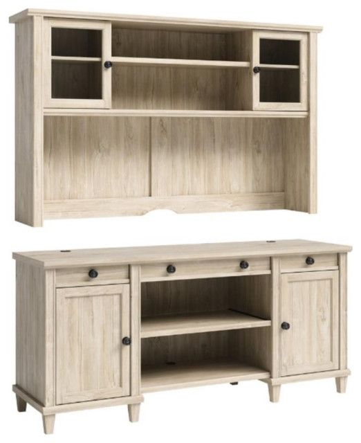 Home Square 2-Piece Set With Credenza Desk &Amp; Hutch In Chalked Oak ... throughout From Vision to Reality Designing with the Home Square 2-Piece Set