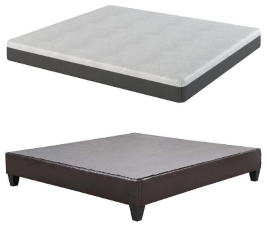 Home Square 2-Piece Set With King Platform Bed And 8" King Mattress In ... regarding