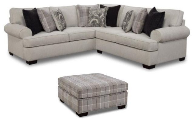 Home Square 2-Piece Set With Sectional And Plaid Cocktail Ottoman ... inside