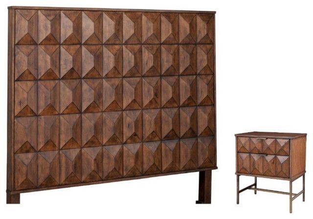 Home Square 2-Piece Set With Trig Queen Headboard &Amp; 2 Drawer Nightstand ... pertaining to From Vision to Reality Designing with the Home Square 2-Piece Set