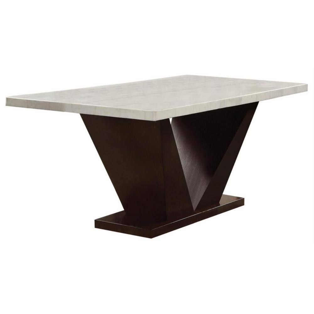 Homeroots Danielle Grey Veneer Marble 64 In Pedestal Dining Table ... with