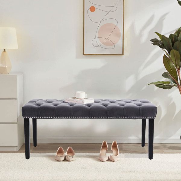 House Of Hampton® Boyne Upholstered Tufted Velvet Bench With Nailhead ... inside Integrating a tufted velvet bench into diverse interior styles