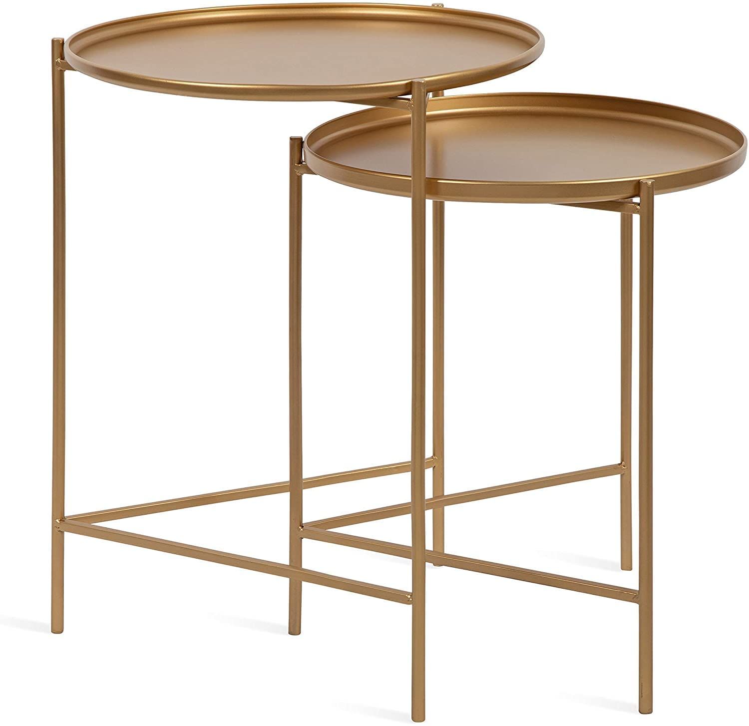 Indian Decor 45274 Modern Round Metal Accent Tables, 2 Piece, Gold End ... with regard to