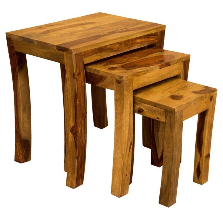 Jali Sheesham Nest Of Tables - Curved Legs | Sheesham Furniture ... throughout The Art of Functional Furniture Exploring Vidaxl Sheesham Nesting Tables