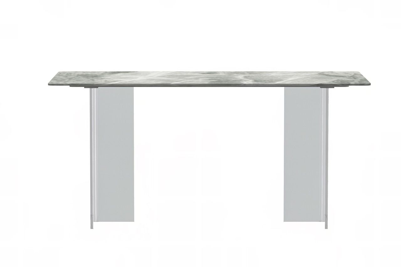 Kova 62 Inch Dining Table With Sintered Stone Top In Clear And Light ... within Decoding Durability The Kova Series Dining Table's Longevity Secret