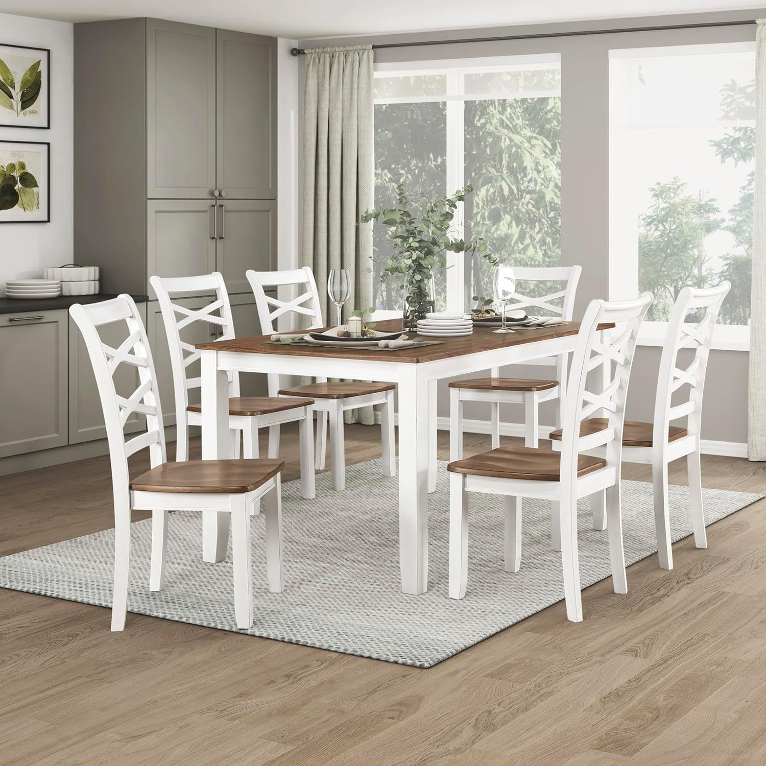 Lexicon Dining Table Set For 6 With Cross Back Chairs, 7 Piece ... pertaining to