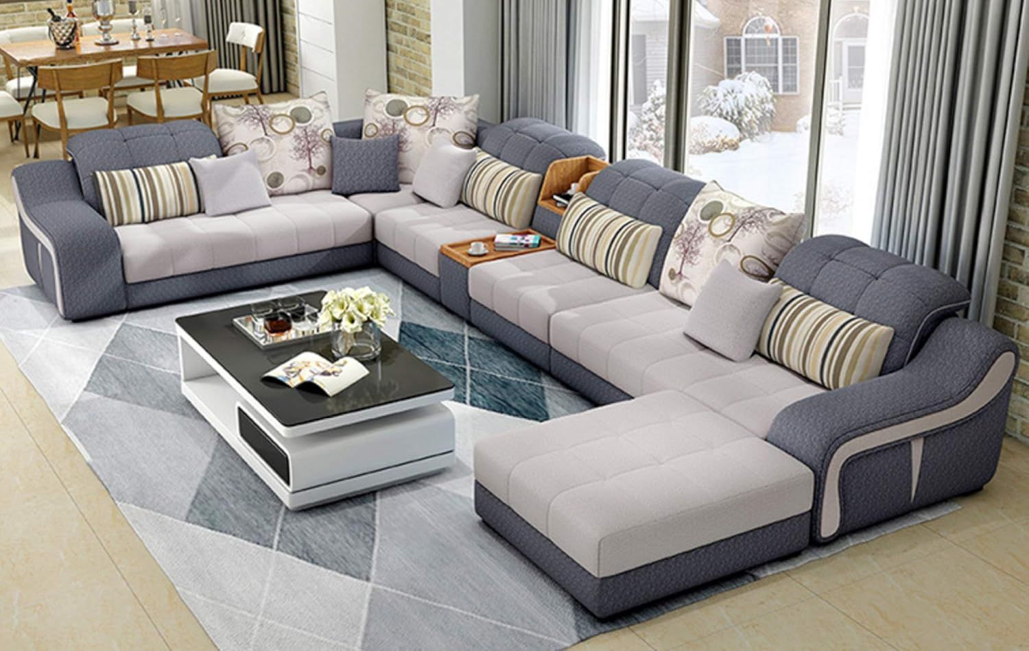Luxury Modern U Shaped Sectional Sofa Set With Nepal | Ubuy intended for