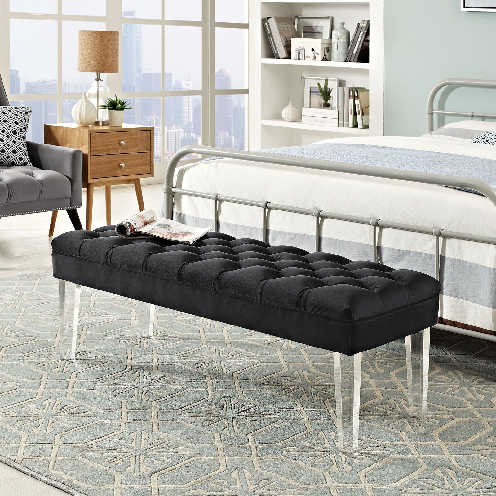 Mercer41 Valet Tufted Velvet Bench &Amp; Reviews | Wayfair inside