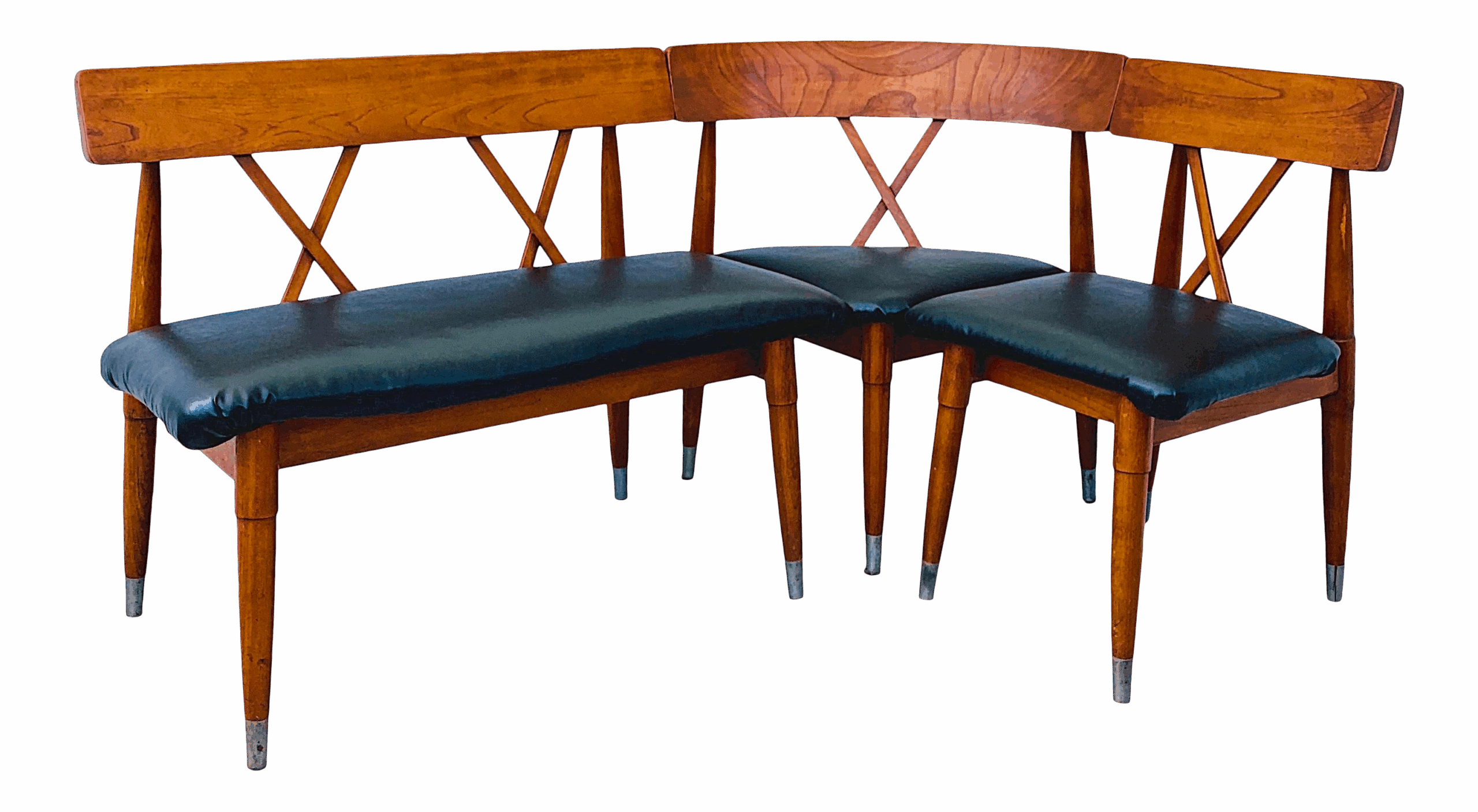 Mid Century Dining Bench Corner Banquette Chairs- 3 Pieces | Chairish inside Designing with Comfort The Mid-Century Modern Dining Corner Bench