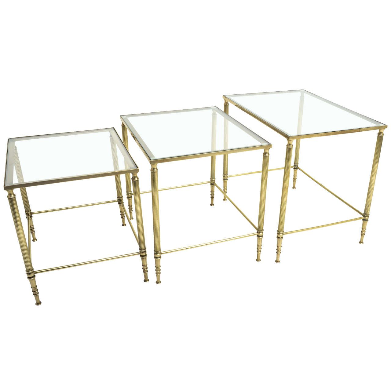 Mid-Century Modern French Brass And Glass Nesting Tables At 1Stdibs ... intended for Styling Your Home A Guide to Clear Glass and Antique Brass Nesting Tables