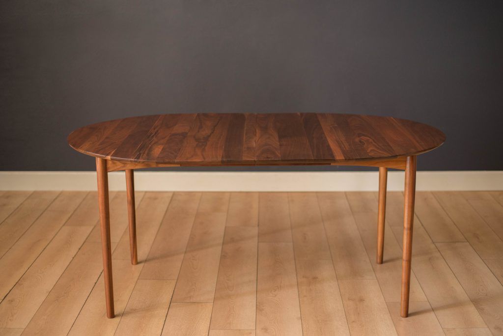 Mid-Century Modern Solid Walnut Round Extension Dining Table - Mid ... with