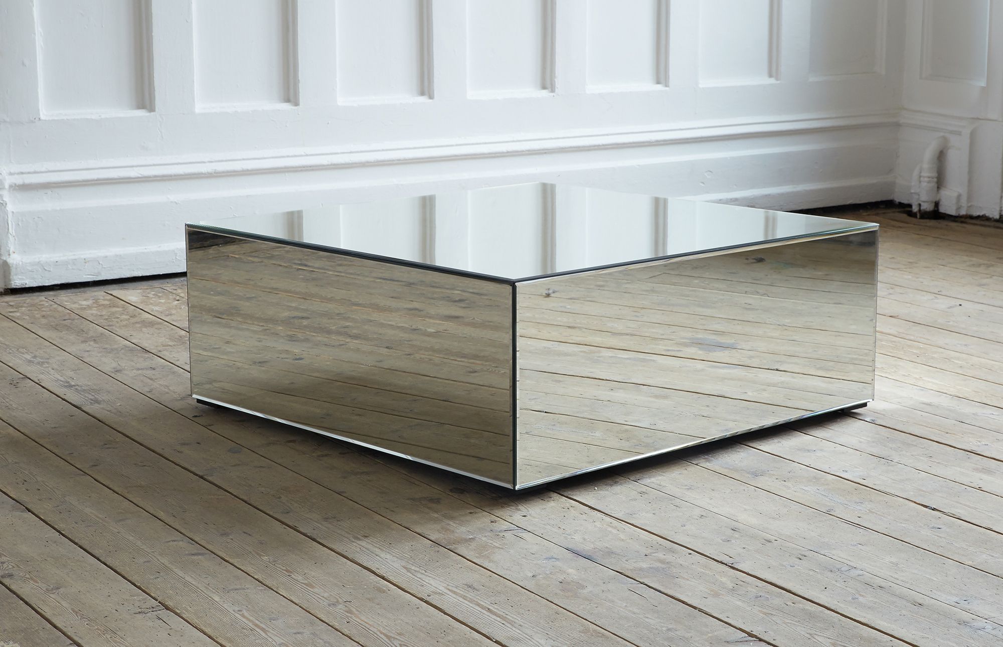 Mirrored Glass Coffee Table throughout