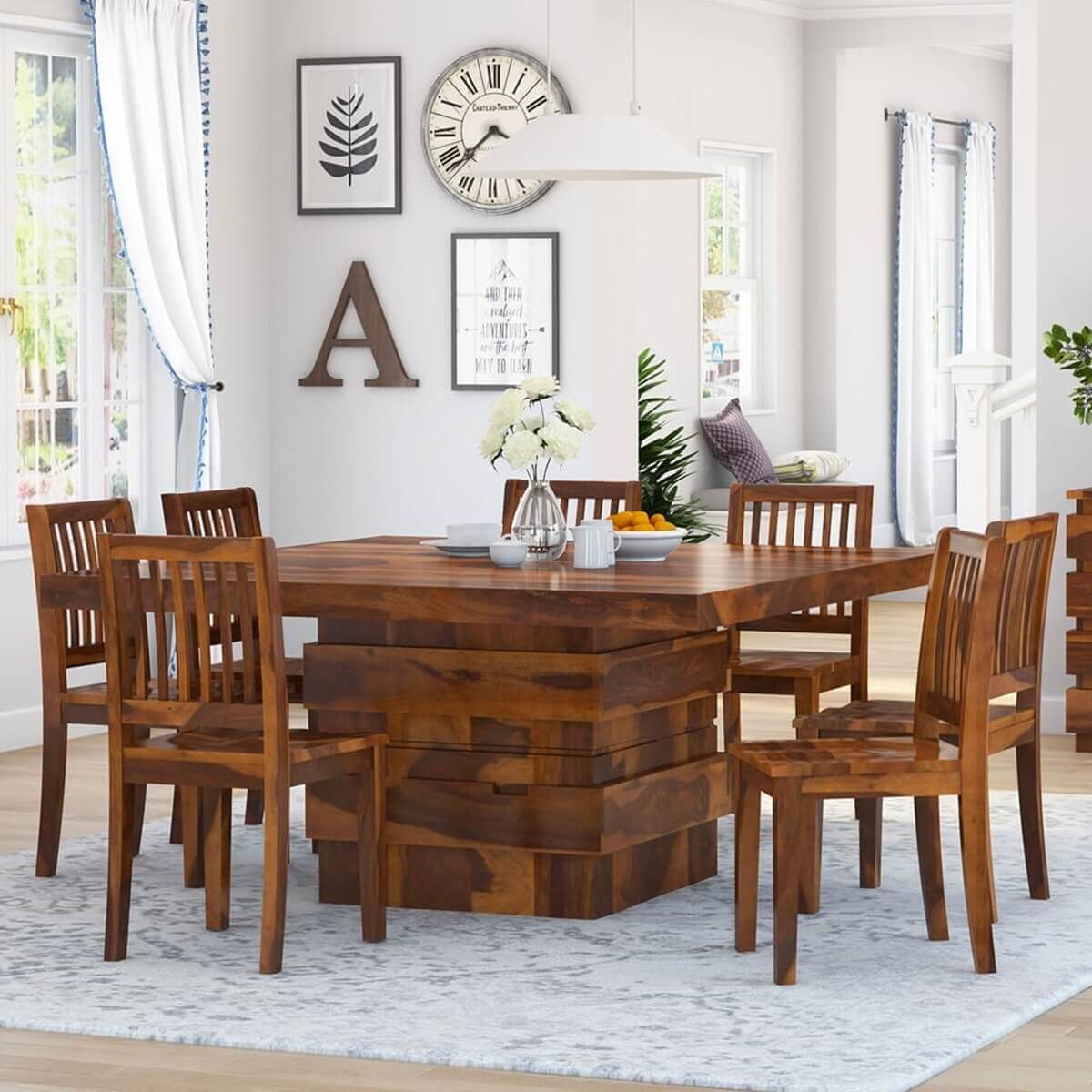 Modern Simplicity Rustic Wood Square Dining Room Table With Storage pertaining to Styling Your Modern Square Wood and Gold Dining Table for Any Occasion