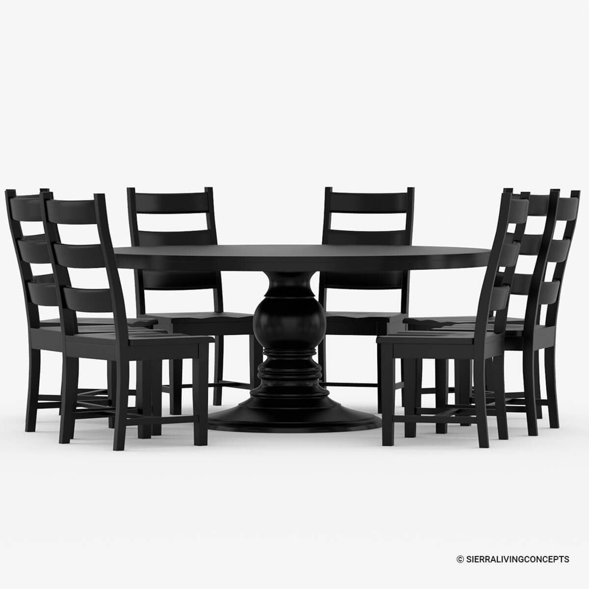 Nottingham Rustic Solid Wood Black Round Dining Room Table Set within The Enduring Appeal of Black Solid Wood Round Dining Tables