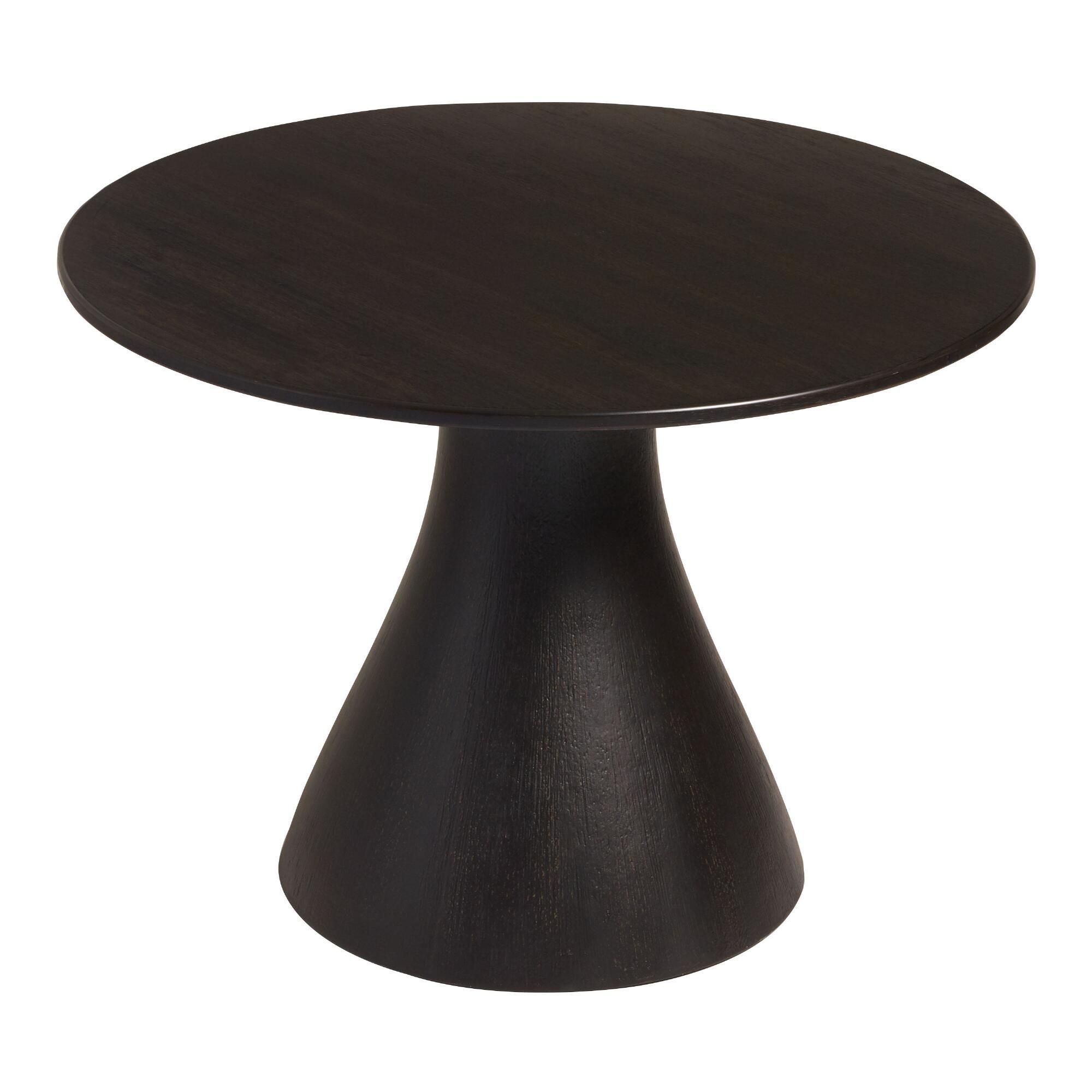 Round Black Wood Keanu Dining Table By World Market | Black Round ... throughout The Enduring Appeal of Black Solid Wood Round Dining Tables
