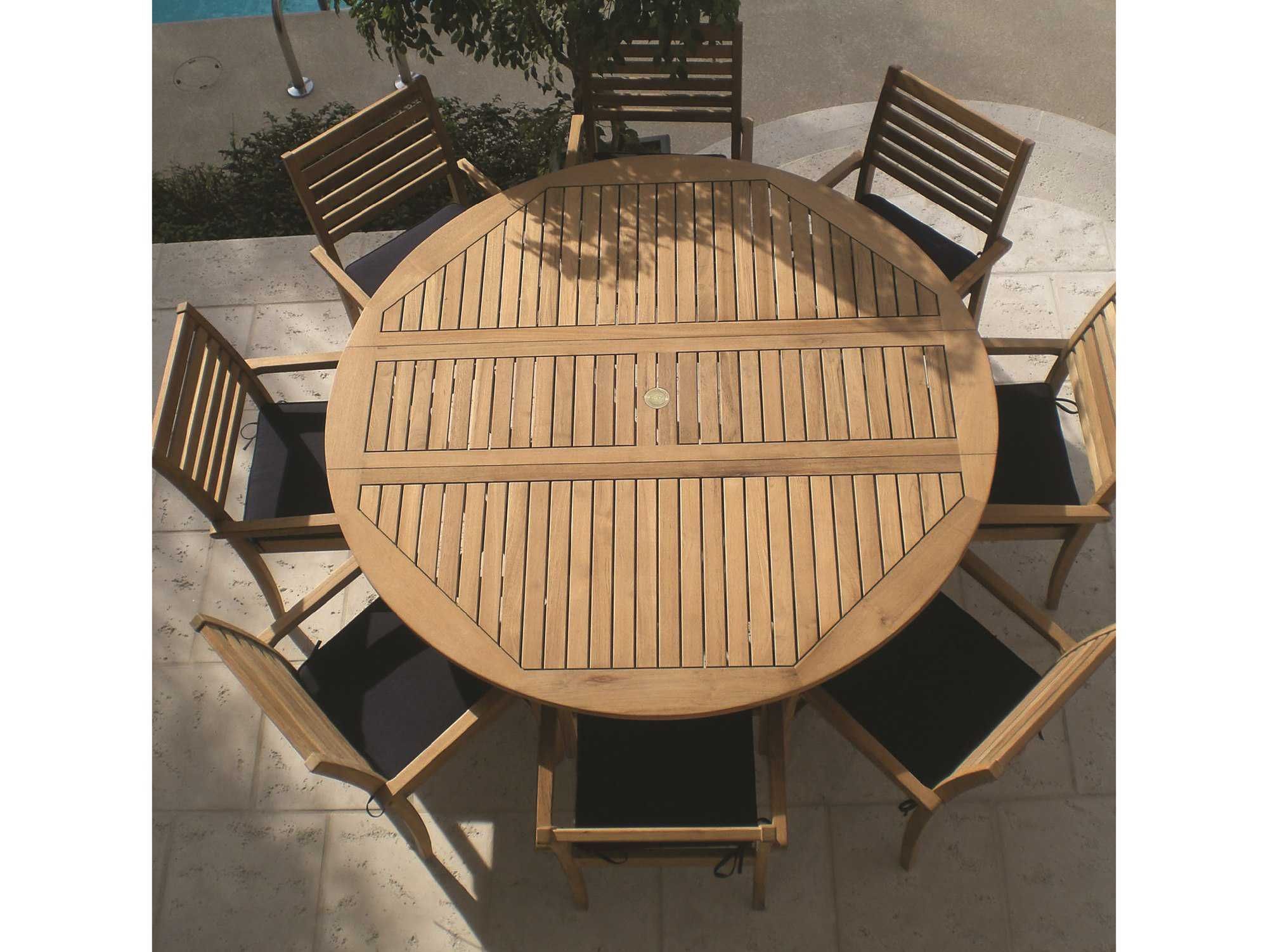 Royal Teak Collection 72'' Wide Round Drop Leaf Dining Table | Patio ... intended for