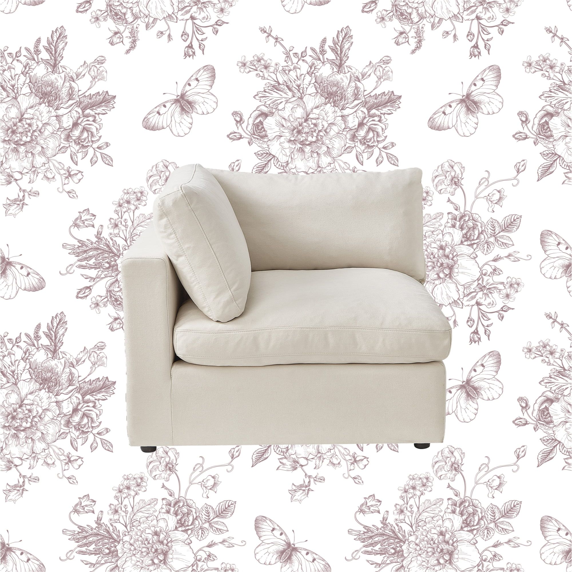 Rustic Manor Saniyah Cream White Linen Modular Left Arm Sofa Seat ... with regard to