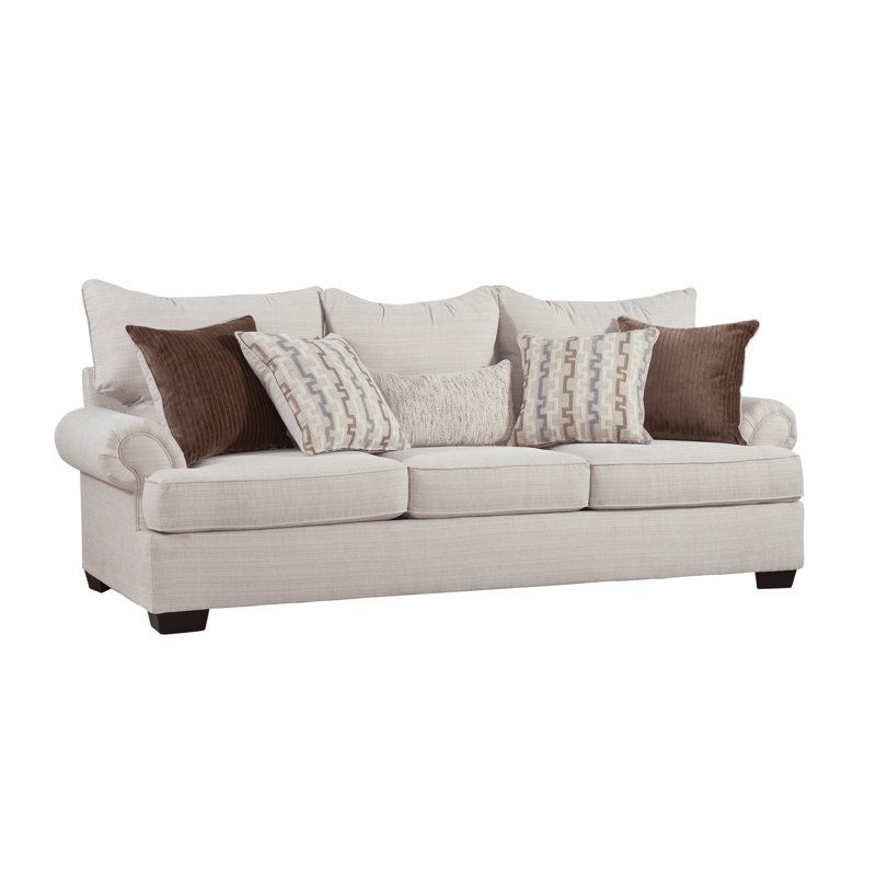Sand &Amp; Stableâ„¢ Irma 99'' Rolled Arm Sofa With Reversible Cushions | Wayfair within Understanding the Comfort and Durability of a 99-Inch Beige Sofa in Desert Climates